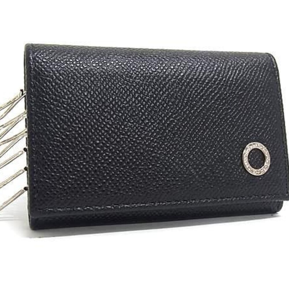 BVLGARI Key Case, Bulgari Man 288305, Black Grained Calf Leather, Men's, 6-ring